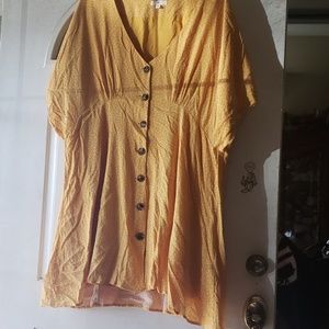 Mustard yellow polka dot dress